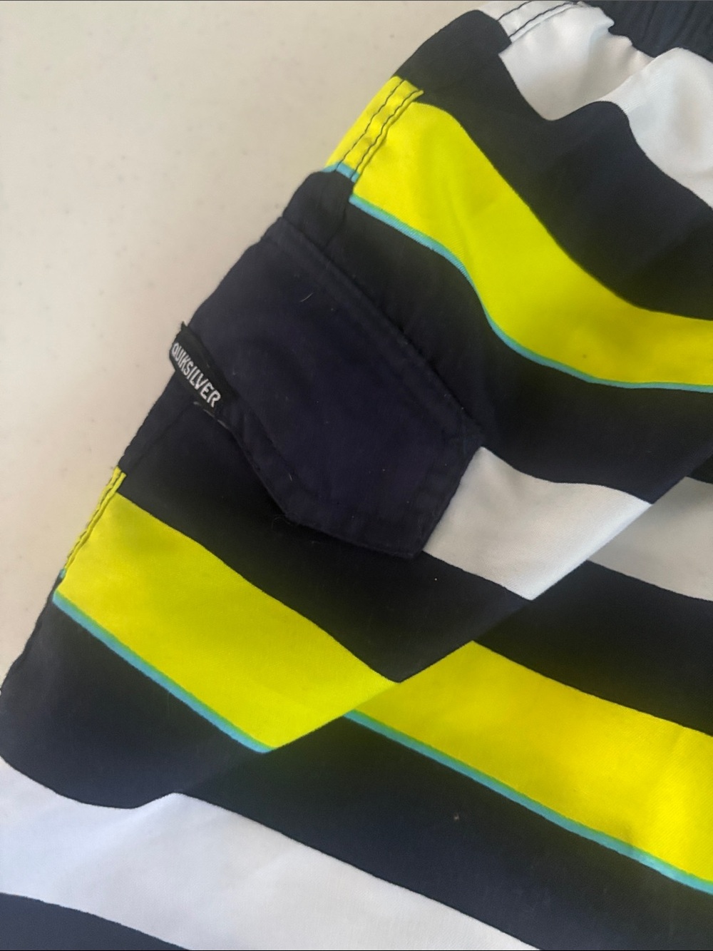 Quiksilver Boys' Yellow, Navy & White Striped Swim Shorts - Picture 2 of 4